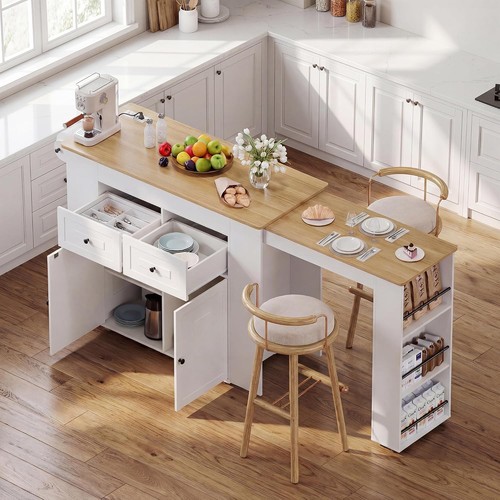 White extendable kitchen - white,
