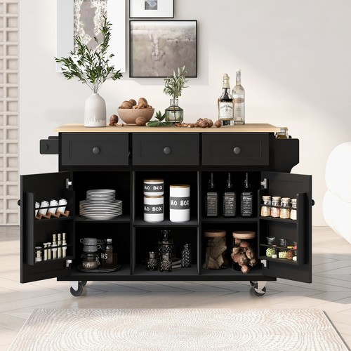 Wood kitchen island - kitchen, cart
