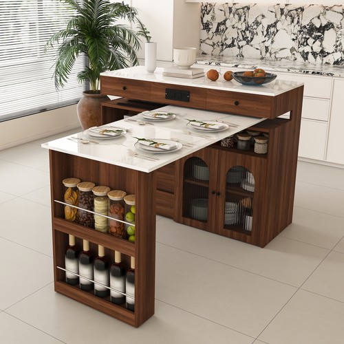 Kitchen island with extendable - island,